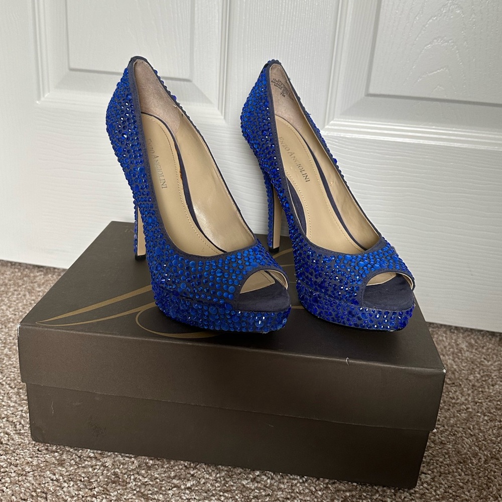 Enzo Angiolini Blue Gemmed Heels